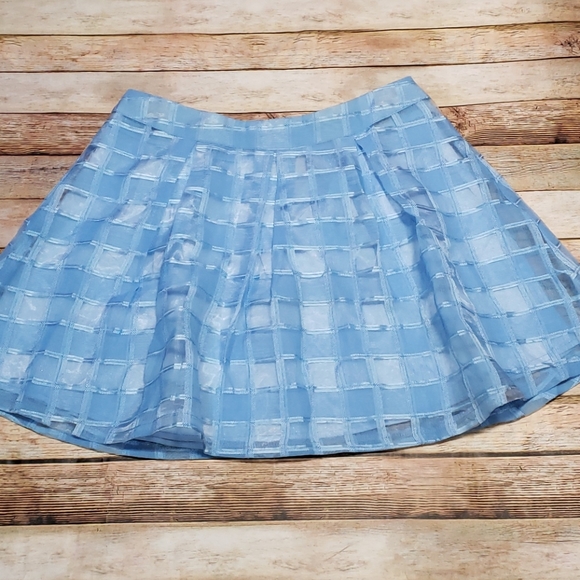 Banana - Blue Checked Lined Short Skirt Large New - Picture 2 of 7